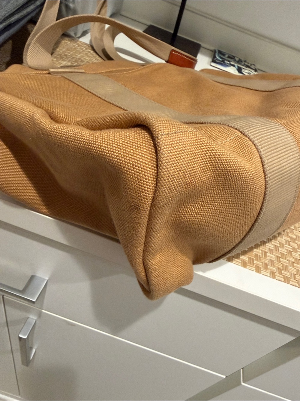Dooney & Bourke Canvas Tote Bag in Tan with Beige Straps - Picture 4 of 7